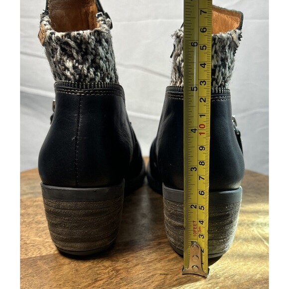 Boho Outdoor Leather Booties 7.5 Knit Cuff Side Zip Fall Ankle Boot - Picture 15 of 16